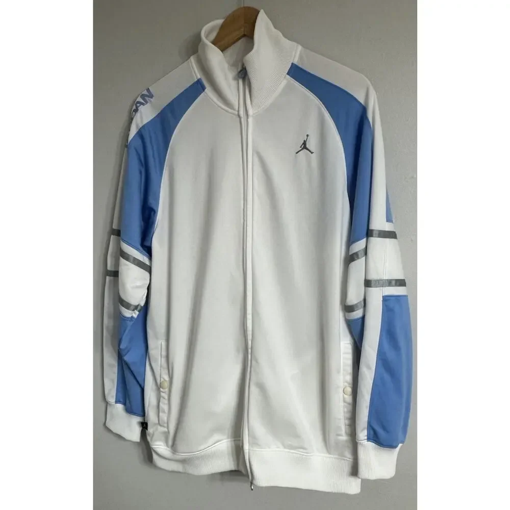 JORDAN Jacket Jumpman Mens Medium Lightweight Full Zip White Carolina Blue